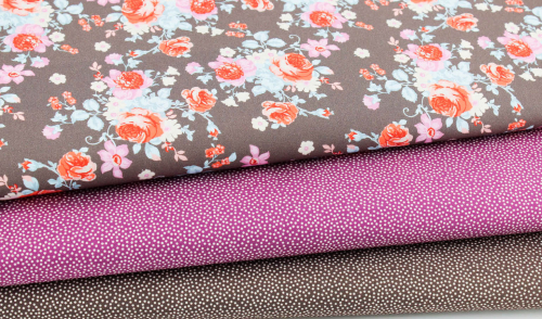 Baumwolle Emilie  Rosen dunkles taupe  (10 cm)